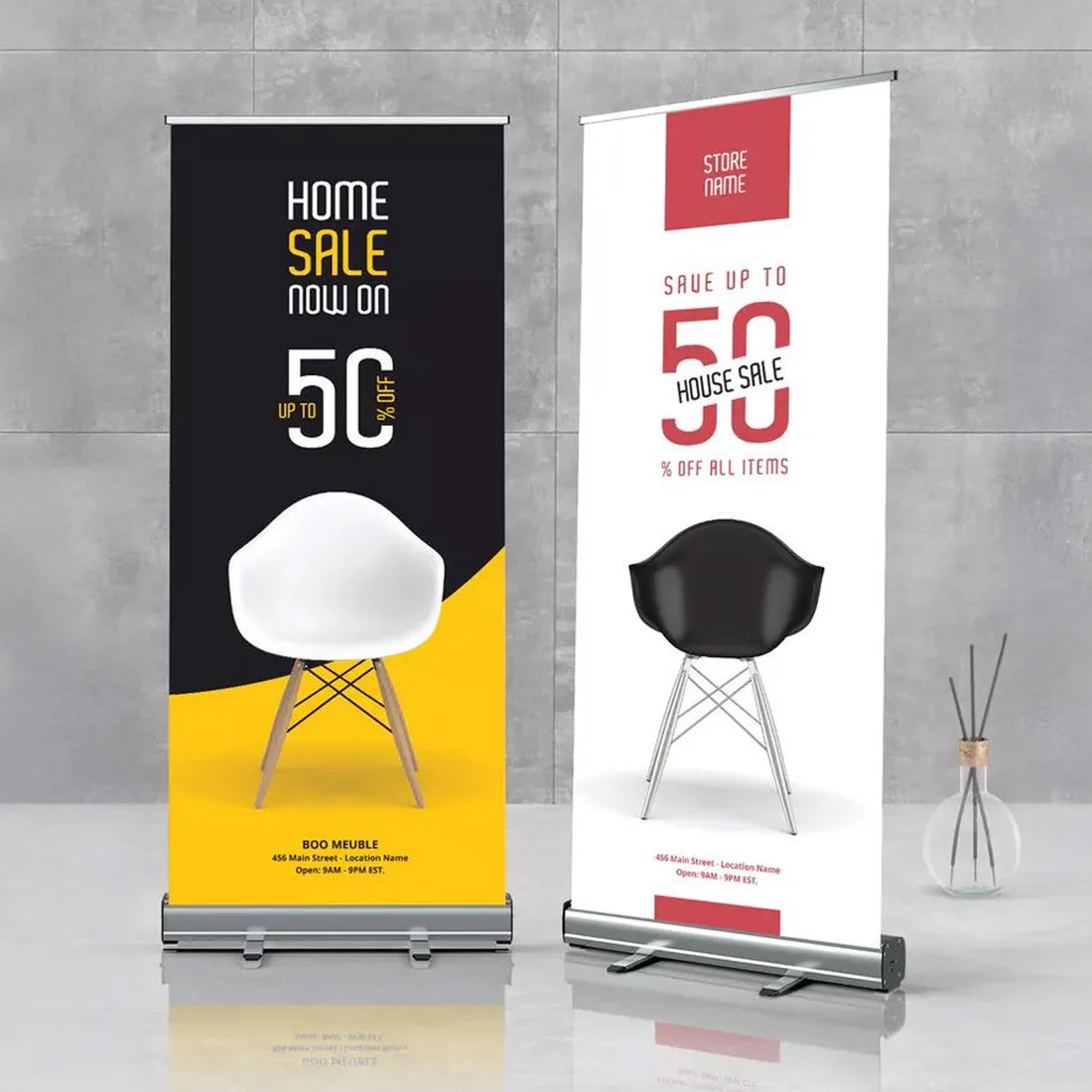 Roll-Up Stand (Economic), Green Graphic Dubai