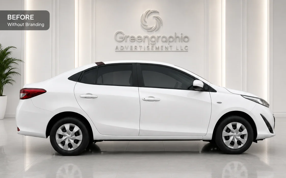 Al Rahi car before branding by Green Graphic Dubai