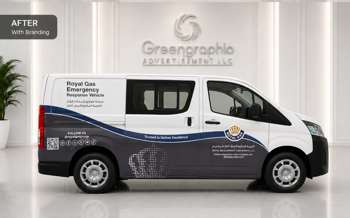 Royal Gas van after branding by Green Graphic Dubai